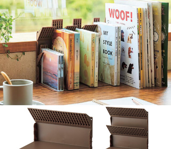 LIHIT LAB limited edition brown book stand that won’t fall over, an award-winning Japanese stationery item designed to hold even a single book securely and stylishly in your study, bedroom, or office.