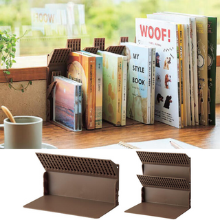 LIHIT LAB limited edition brown book stand that won’t fall over, an award-winning Japanese stationery item designed to hold even a single book securely and stylishly in your study, bedroom, or office.