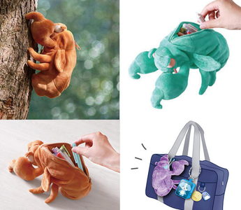 Cicada Pencil Case by Sun-Star Stationery standing upright on a desk and clipped to a bag; a funny and realistic insect-themed pen case that combines creativity and function.