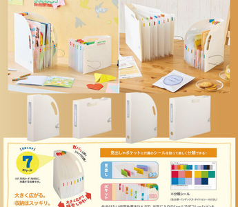 LIHIT LAB accordion craft paper organizer with expandable pockets for origami paper storage, sticker collections, and paper craft supplies in slim A5 and A4 sizes