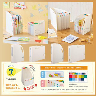 LIHIT LAB accordion craft paper organizer with expandable pockets for origami paper storage, sticker collections, and paper craft supplies in slim A5 and A4 sizes