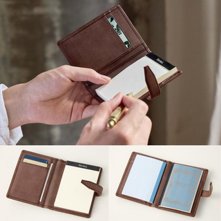 Davinci Roloma Mini Memo A7 — a stylish 2025 Japanese leather mini memo pad by Raymay Fujii featuring a dotted grid notebook, card pockets, and elegant Roloma Classic design.