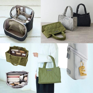 ELECOM quilted desk organizer pouch in black with multiple pockets for pens, cables, and small office supplies on clean desk