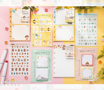 Furukawa Paper’s fufufu Planner Series featuring cute planner refills, sticky notes, and stickers that make journaling fun and creative for stationery lovers.