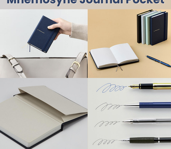 Mnemosyne Journal Pocket A6 notebook with premium fountain pen-friendly paper, stylish colors, and versatile layouts for journaling, daily notes, and task management.