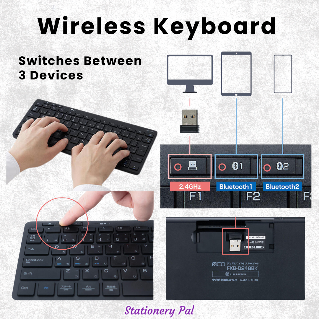 New Dual Wireless Keyboard Switches Between 3 Devices – Stationery Pal