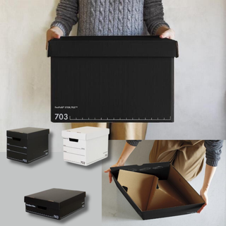 Kokuyo Bankers Box Full Black with a sleek matte design, offering stylish and durable storage for home or office. Perfect for minimalist organization and modern interiors.