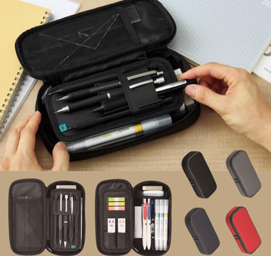 Kokuyo Wave Holder Pen Case featuring soft wave-shaped holders designed to store thick mechanical pencils and pens safely while keeping stationery organized in a stylish Japanese pen case