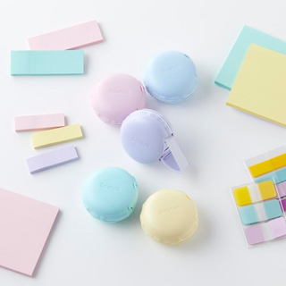 Scotch Macaron Mending Tape in pastel colors, safe macaron-shaped tape dispenser, durable matte finish, perfect for fixing papers, planners, and cute stationery lovers.
