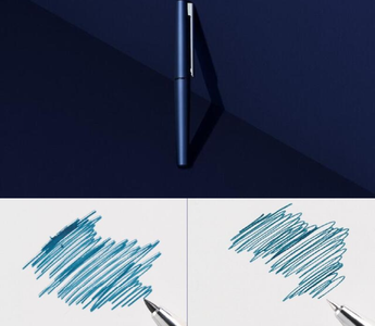 Close-up of the KOKUYO WP Midnight Blue pen, a limited-edition luxury writing instrument from Japan with a deep blue body and smooth ink flow, perfect for journaling and creative writing.