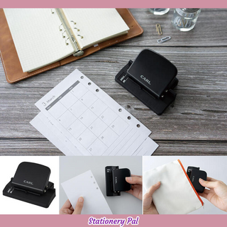 Carl Refill Maker Light compact system notebook punch for DIY planner refills, perfect for Bible size and Mini 6-hole planners, portable and easy to use.