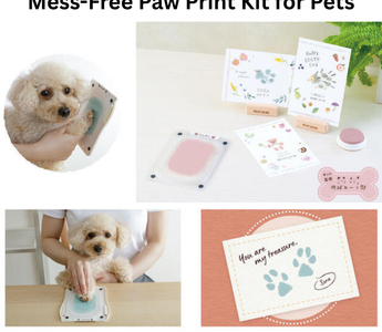 A cute cat and dog paw print artwork made with the Paw Print Kit for Pets by Shachihata. A safe, mess-free way to capture and decorate your pet’s paw prints at home.