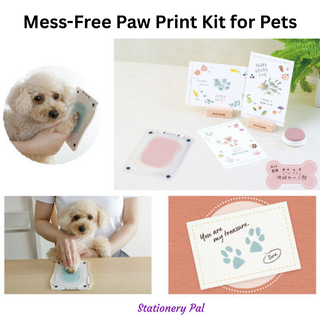 A cute cat and dog paw print artwork made with the Paw Print Kit for Pets by Shachihata. A safe, mess-free way to capture and decorate your pet’s paw prints at home.