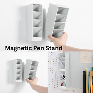 Magnetic Pen Stand by Carl stationery, a smart and stylish desk organizer with magnetic back and adjustable dividers, perfect for saving space and keeping your workspace tidy.