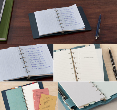 Mini 6 system planner refill by Takeo made with fine Japanese paper, featuring fountain pen friendly pages, soft colors, and premium planner binder inserts for daily planning.