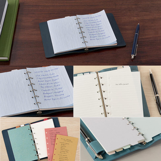 Mini 6 system planner refill by Takeo made with fine Japanese paper, featuring fountain pen friendly pages, soft colors, and premium planner binder inserts for daily planning.