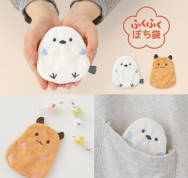 Cute and soft plush money envelope Fukufuku Pochi-Bukuro featuring hamster and Shimaenaga designs, perfect for gifts, pocket money, or as a reusable mini pouch for kids and stationery fans.