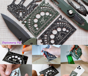 Smart Ruler multifunctional tool card with 23 built-in functions, including ruler, cutter, protractor, screwdriver, and more, designed for everyday carry and minimalist use.