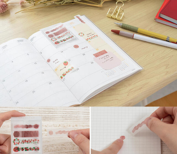 Beverly ココサスデコ decorative sticky notes for planners in six fruity colors with semi-transparent film material and pop-up case design