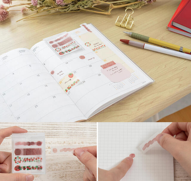 Beverly ココサスデコ decorative sticky notes for planners in six fruity colors with semi-transparent film material and pop-up case design