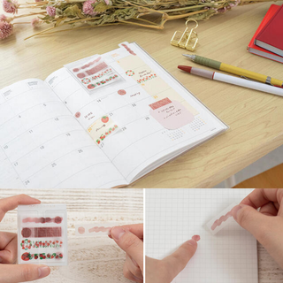 Beverly ココサスデコ decorative sticky notes for planners in six fruity colors with semi-transparent film material and pop-up case design