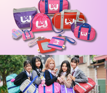 Close-up of the Wappe stationery collection by Frontier, featuring mini school bag pen pouches, pastel stickers, and cute Japanese stationery inspired by World Pegasus.