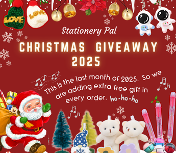 Stationery Pal Christmas Giveaway 2025 banner with festive stationery items.