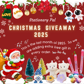 Stationery Pal Christmas Giveaway 2025 banner with festive stationery items.