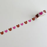 Cat Paw And Bear Washi Tape 5 m - Pink Heart Bear