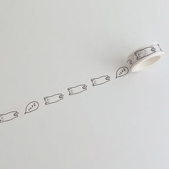 Cat Paw And Bear Washi Tape 5 m - Lazy Cat Speech Bubble