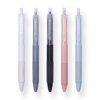 Gel Pen - Set of 5 - 0.5 mm - Colorful Body - Black Ink - Stationery Pal