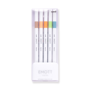 Uni Emott Ever Fine Marking Sign Pen - 0.4 mm - 5 Color Set - No.6 Nature Color