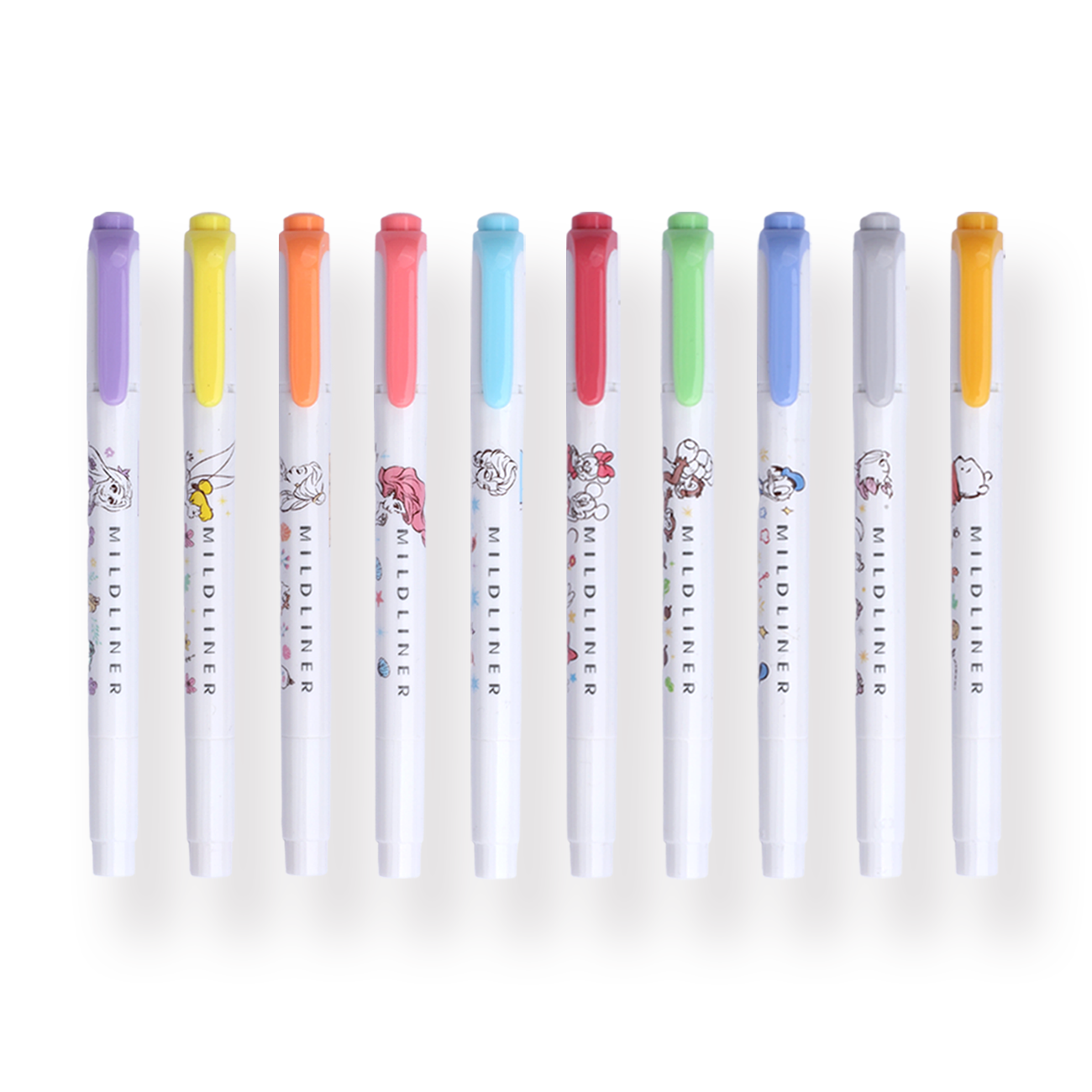 Limited Edition Zebra Mildliner Double-Sided Highlighter Disney Princesses & Characters - Set of 10 - Stationery Pal