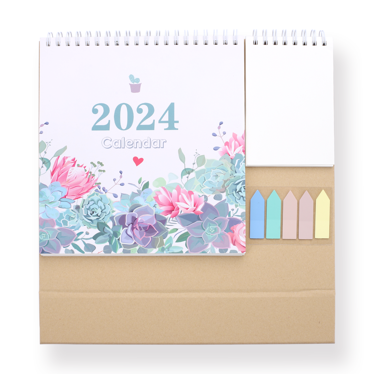 2024 Desk Calendar with Notepad and Sticky Notes - Floral - Stationery Pal