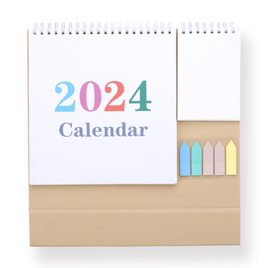 2024 Desk Calendar with Notepad and Sticky Notes - Plain - Stationery Pal