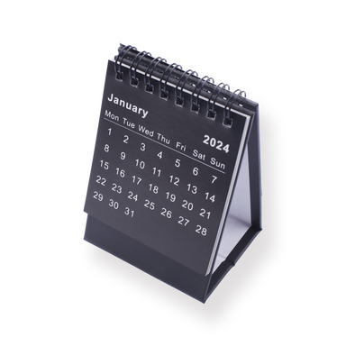 2024 Mini Desk Calendar - Black - Stationery Pal