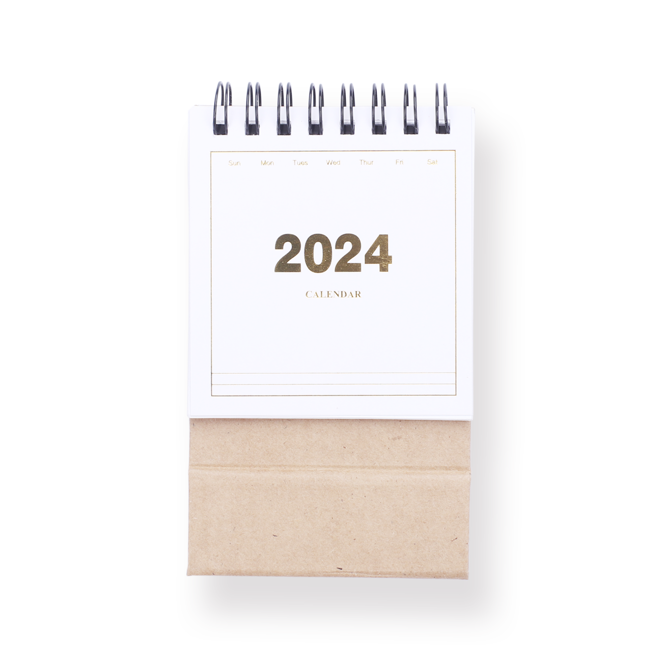 2024 Mini Desk Calendar - Kraft Paper & White - Stationery Pal