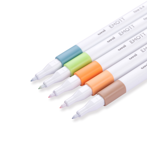 Uni Emott Ever Fine Marking Sign Pen - 0.4 mm - 5 Color Set - No.6 Nature Color