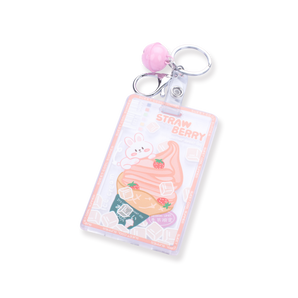 Acrylic Card Holder With Little Bell - Strawberry - Stationery Pal