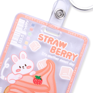 Acrylic Card Holder With Little Bell - Strawberry - Stationery Pal