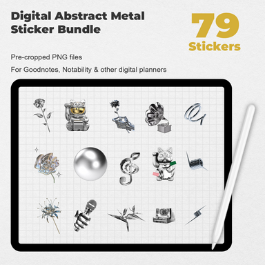 79 Digital Abstract Metal Sticker Bundle - Stationery Pal
