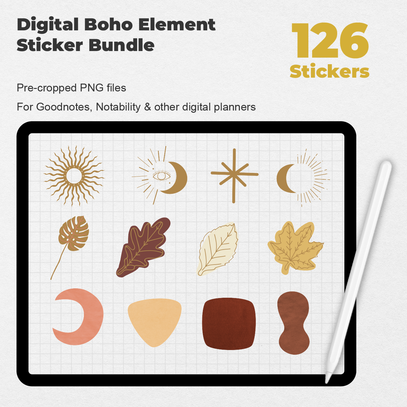 126 Digital Boho Element Sticker Bundle — Stationery Pal