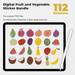 112 Digital Fruit and Vegetable Sticker Bundle - Stationery Pal