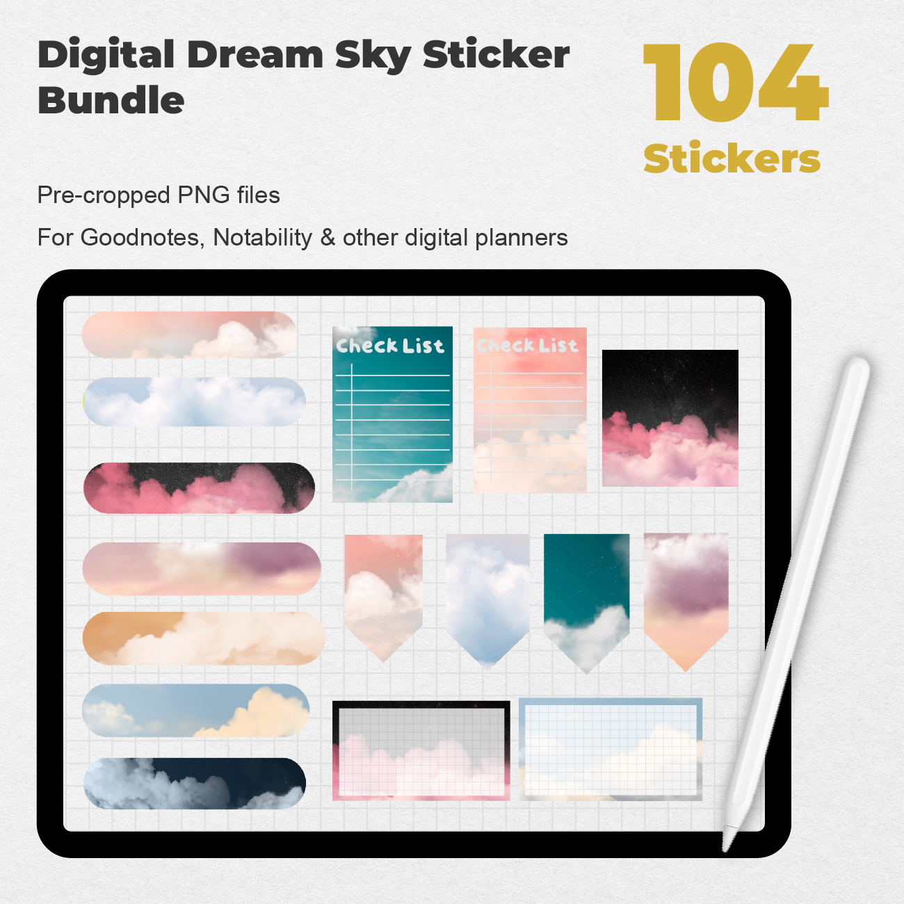104 Digital Dream Sky Sticker Bundle - Stationery Pal