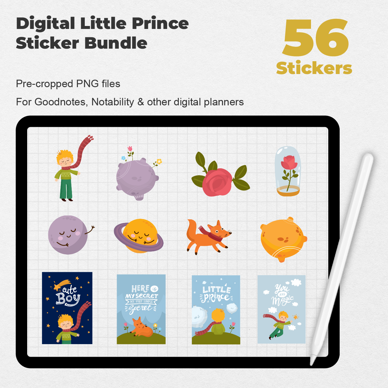 56 Digital Little Prince Sticker Bundle - Stationery Pal