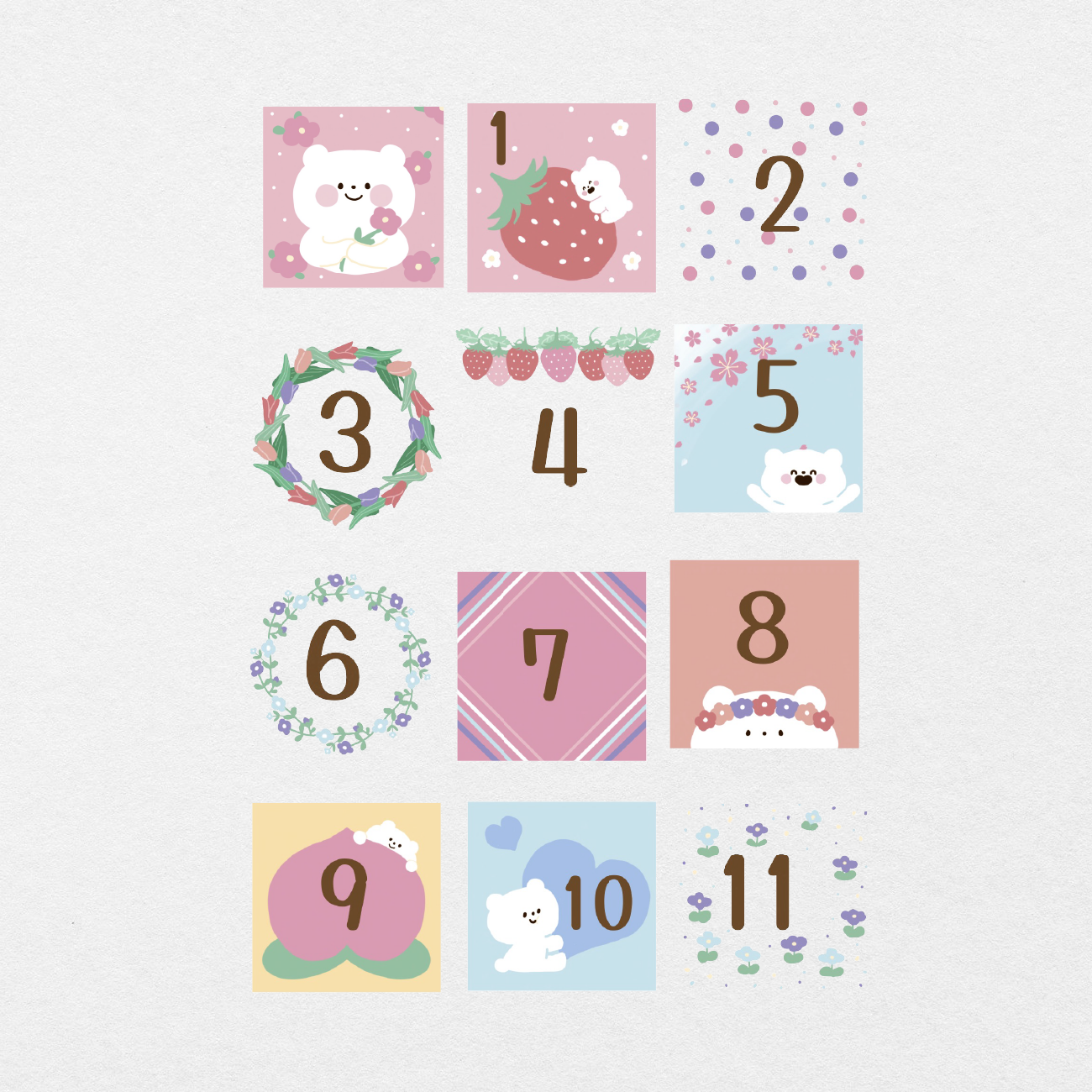 32 Digital Blooming Bear Sticker Bundle - Stationery Pal