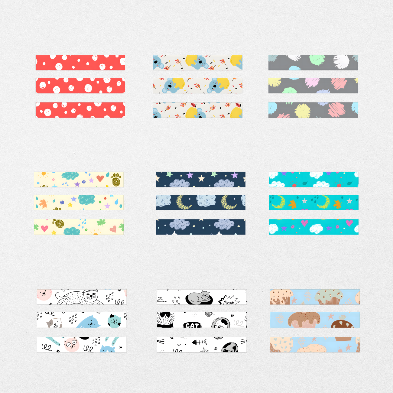25 Digital Colorful Washi Tape Sticker Bundle - Stationery Pal