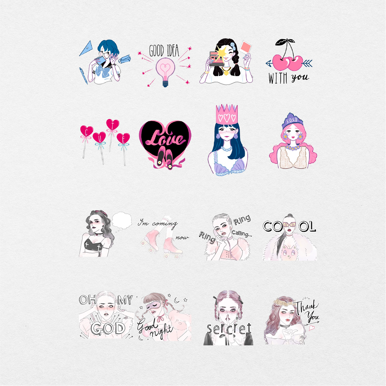 80 Digital Anime Girl Sticker Bundle - Stationery Pal
