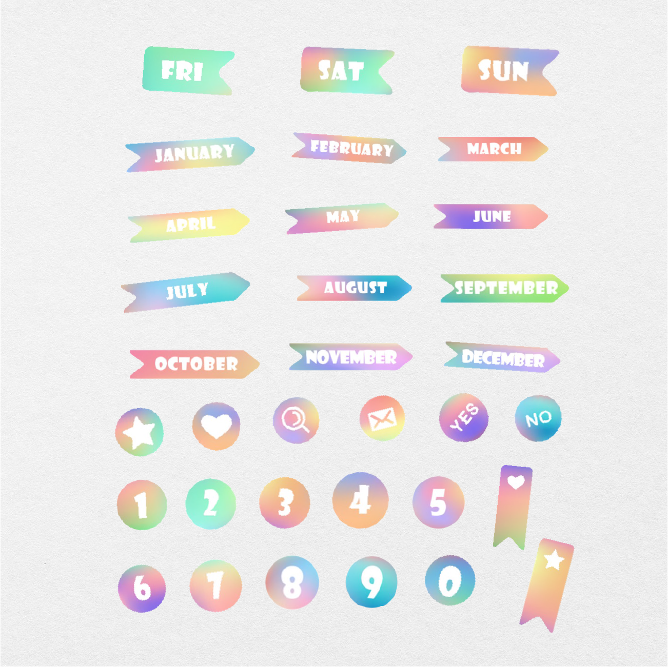 100 Digital Rainbow Vibes Sticker Bundle - Stationery Pal