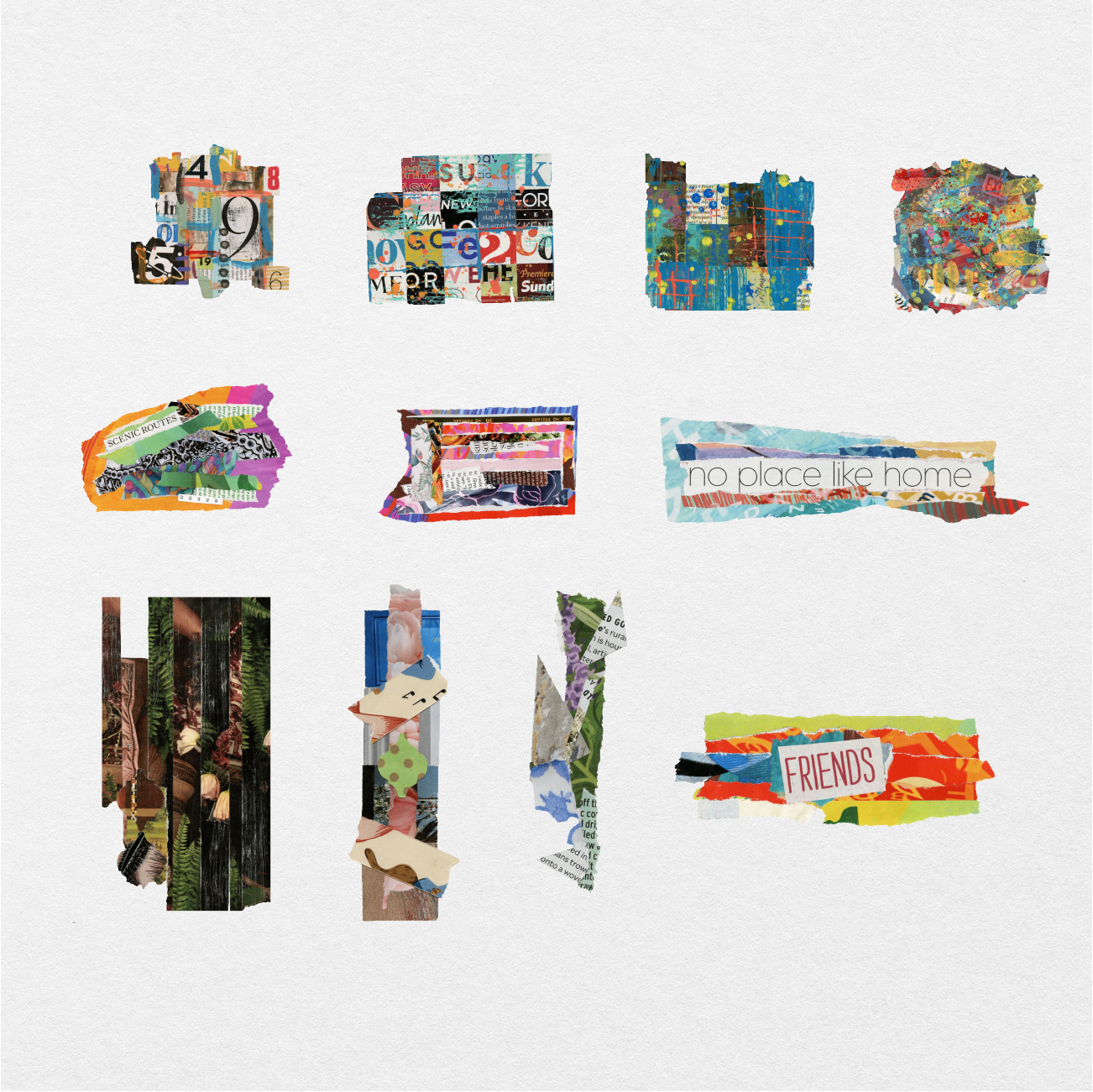 58 Digital Paper Collage Sticker Bundle - Stationery Pal